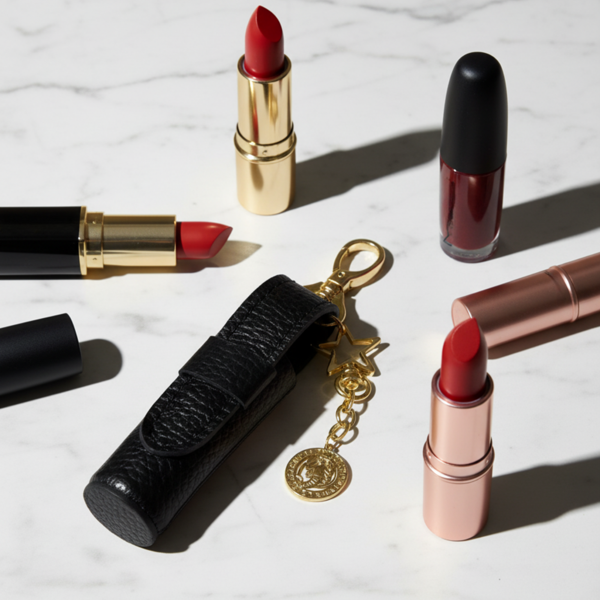 Leather Lipstick Holder with Zodiac Sign Charm