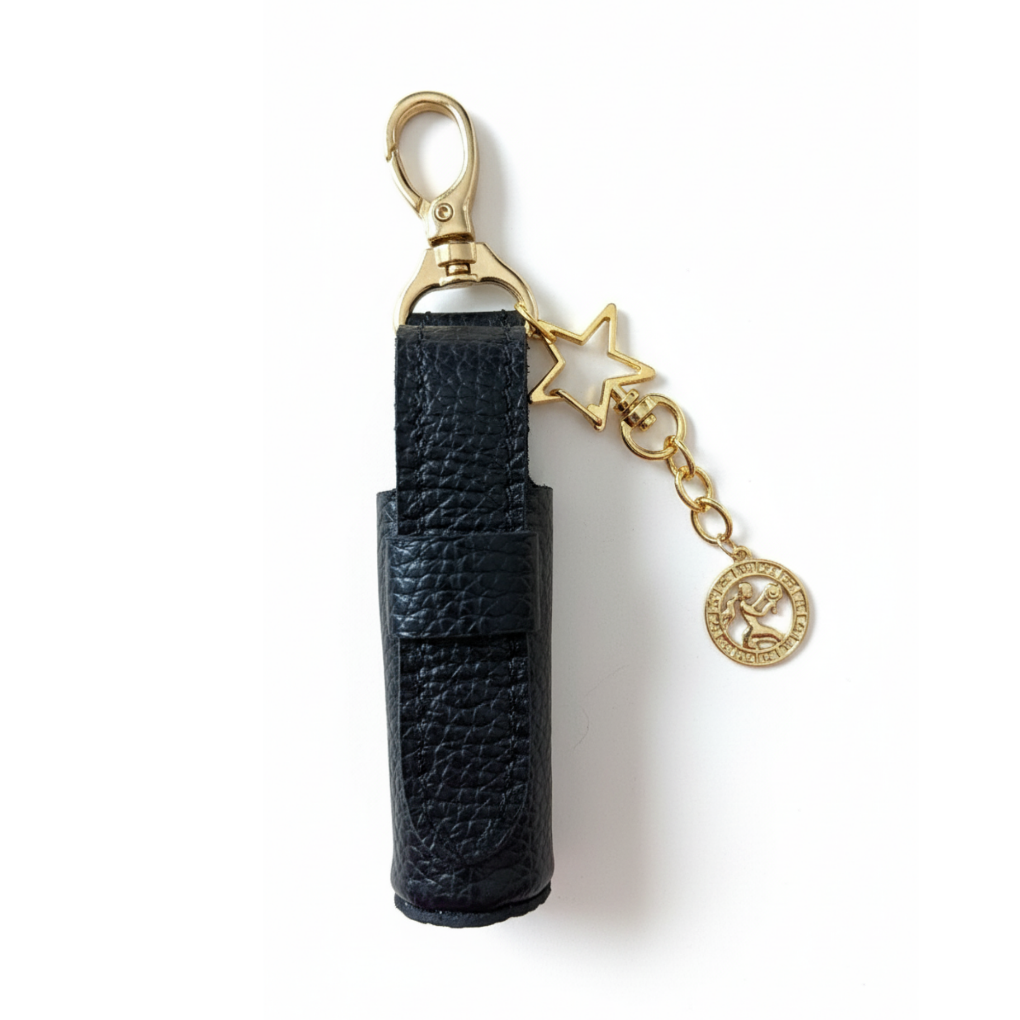 Leather Lipstick Holder with Zodiac Sign Charm