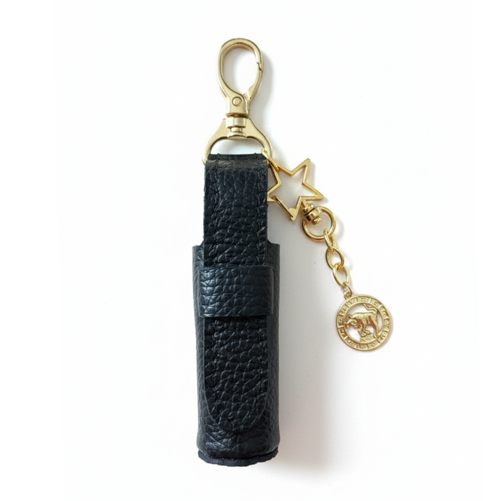 Leather Lipstick Holder with Zodiac Sign Charm