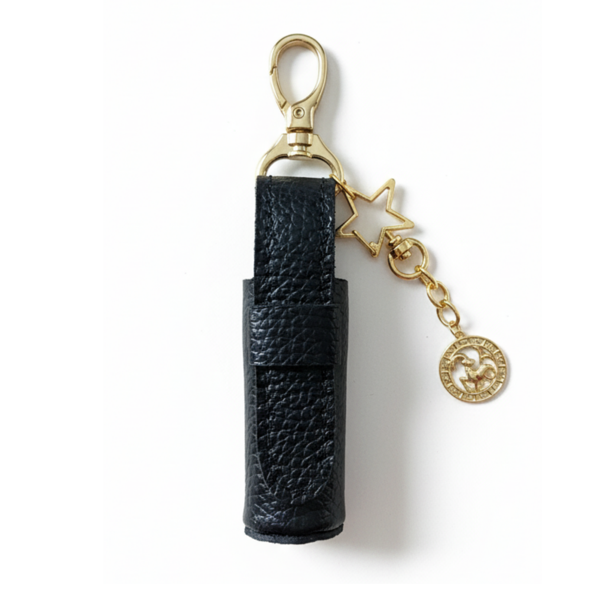 Leather Lipstick Holder with Zodiac Sign Charm